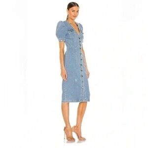 NWT Retrofête Annie Dress Light Blue Denim Distressed Sz M MSRP $495